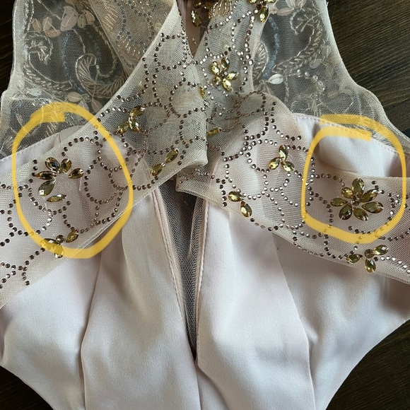 Camille LA VIE Beaded Bodice Gown Blush Pink with Waist & Back Cutouts Size 2 - Picture 12 of 16